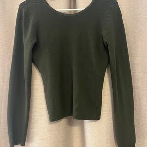 Pink Rose Olive Green Knit Sweater
